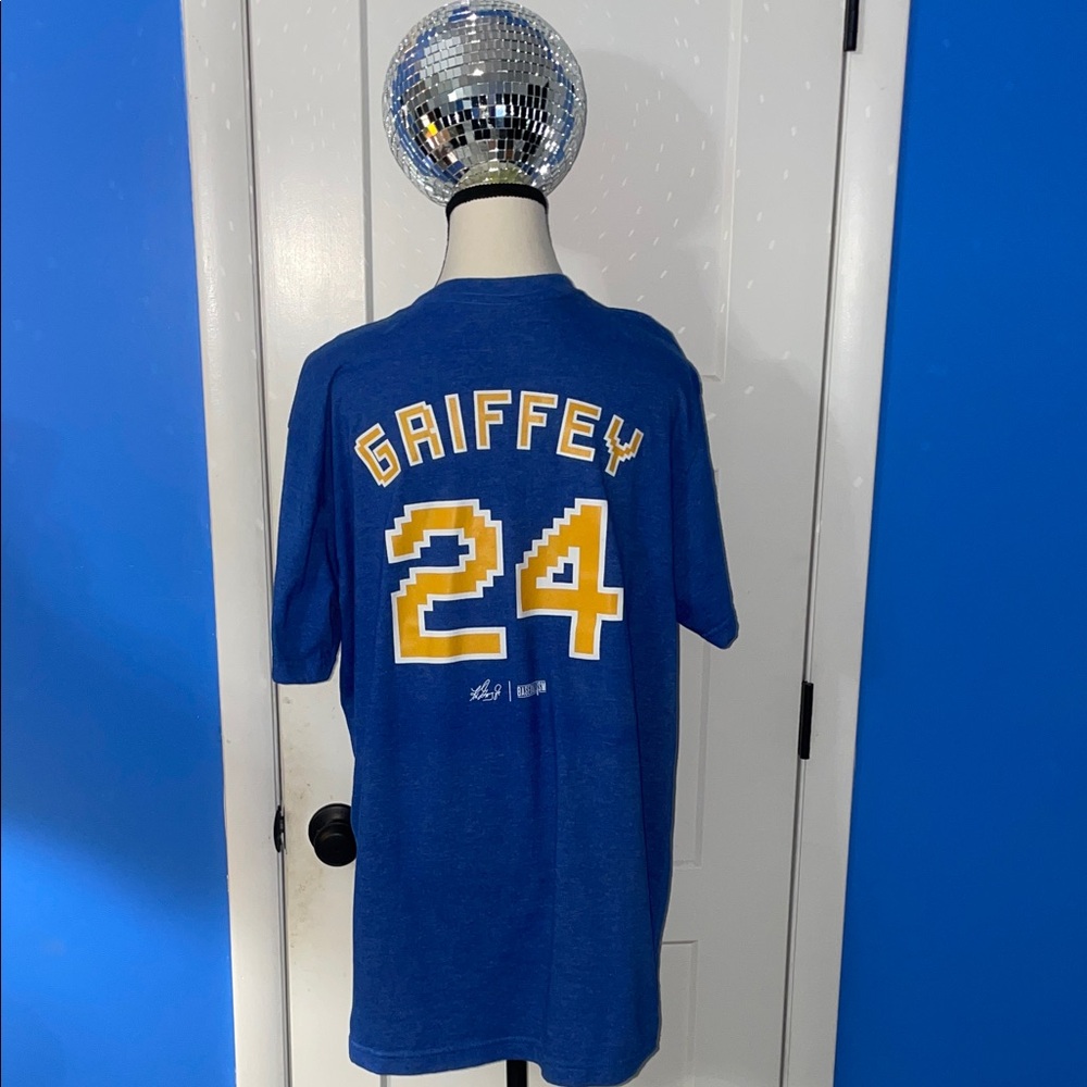 Pixel Art Baseball Player Blue T-Shirt - Picture 4 of 6